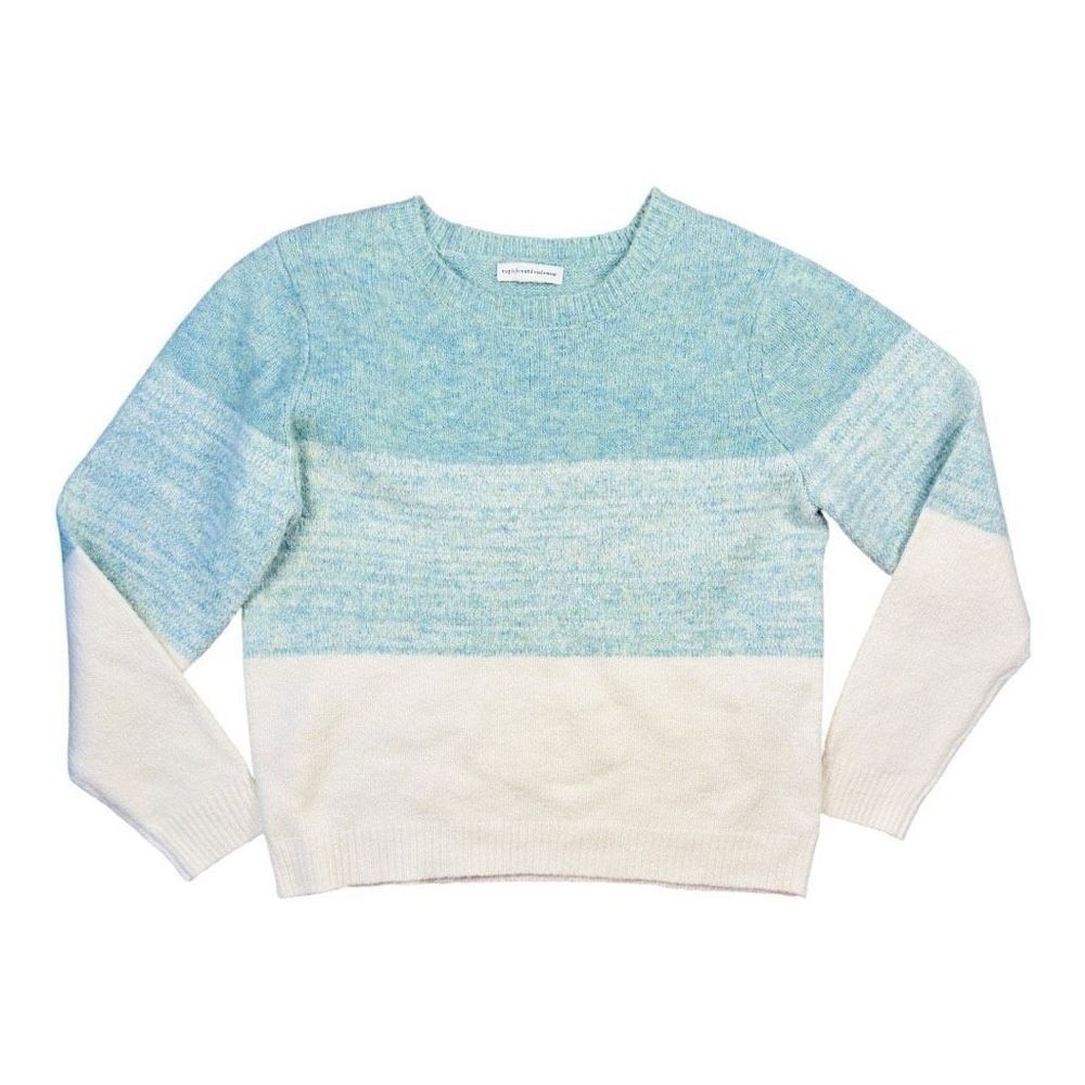 Cupcakes and Cashmere Sea Foam Color-block Sweater Sz L